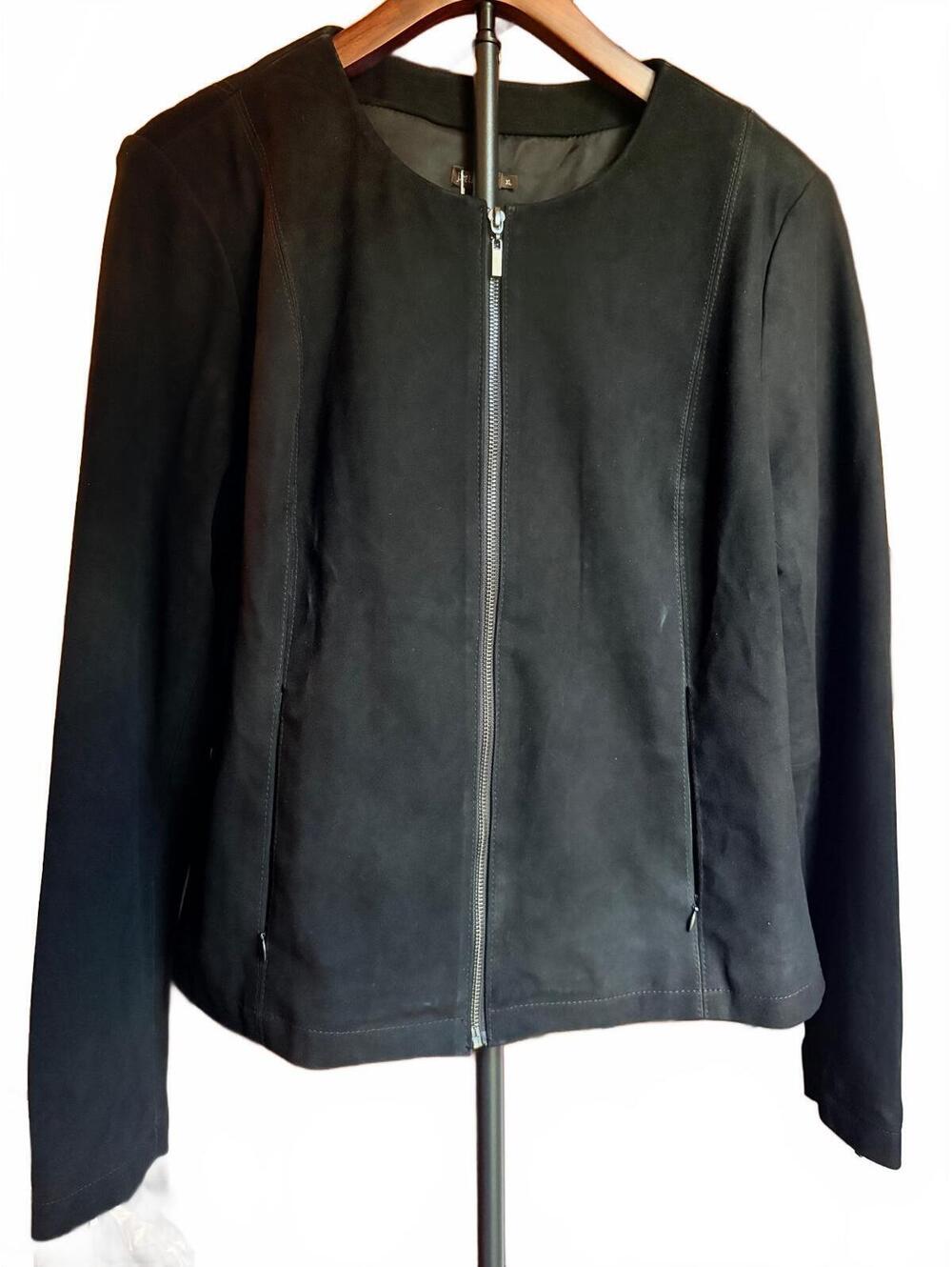 NWT J. McLaughlin Black Lamb Suede Zip Jacket XL